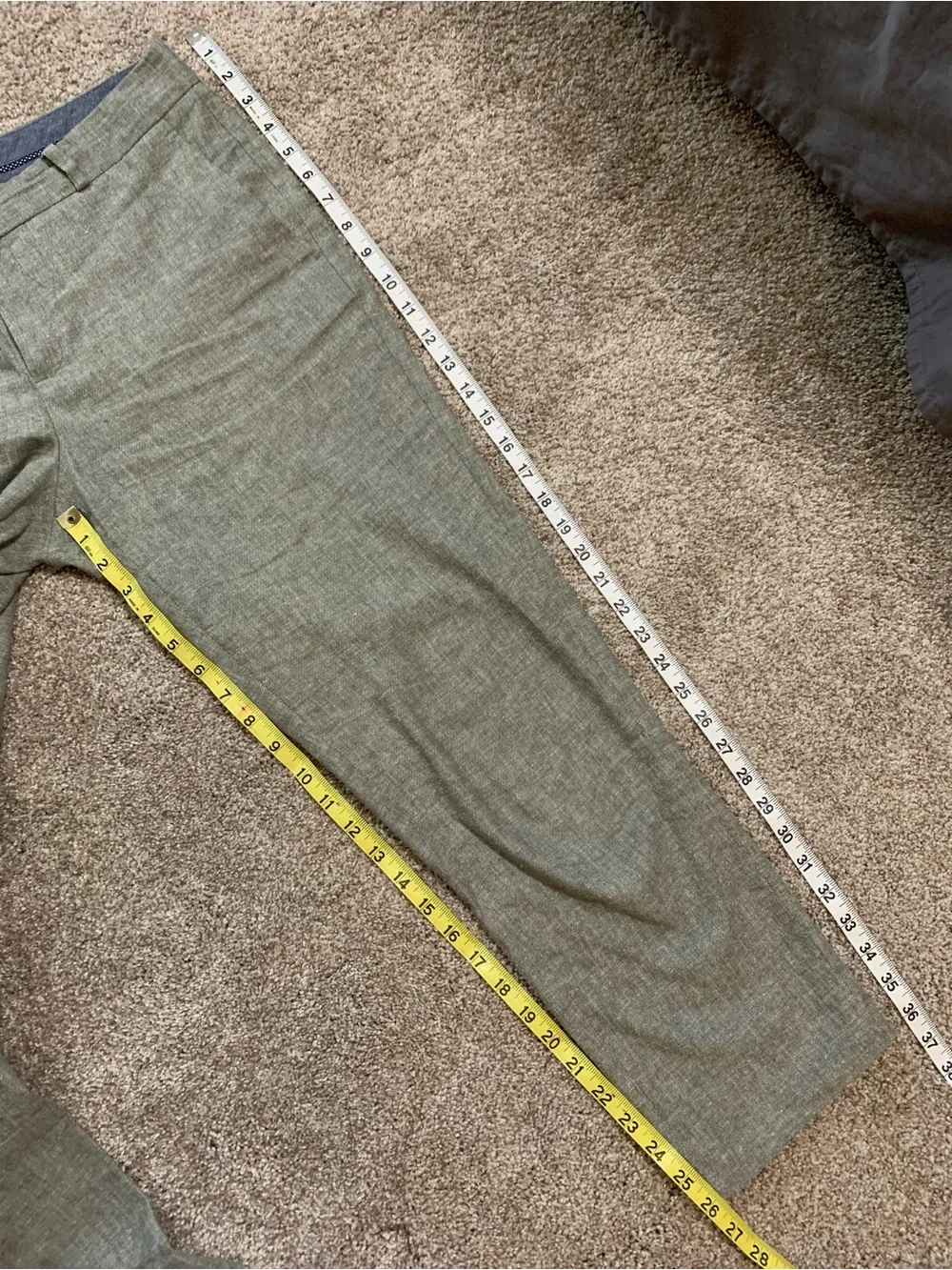 Banana Republic Womens Green-Gray Linen Cotton Stretch Ankle Dress Pants Size 6